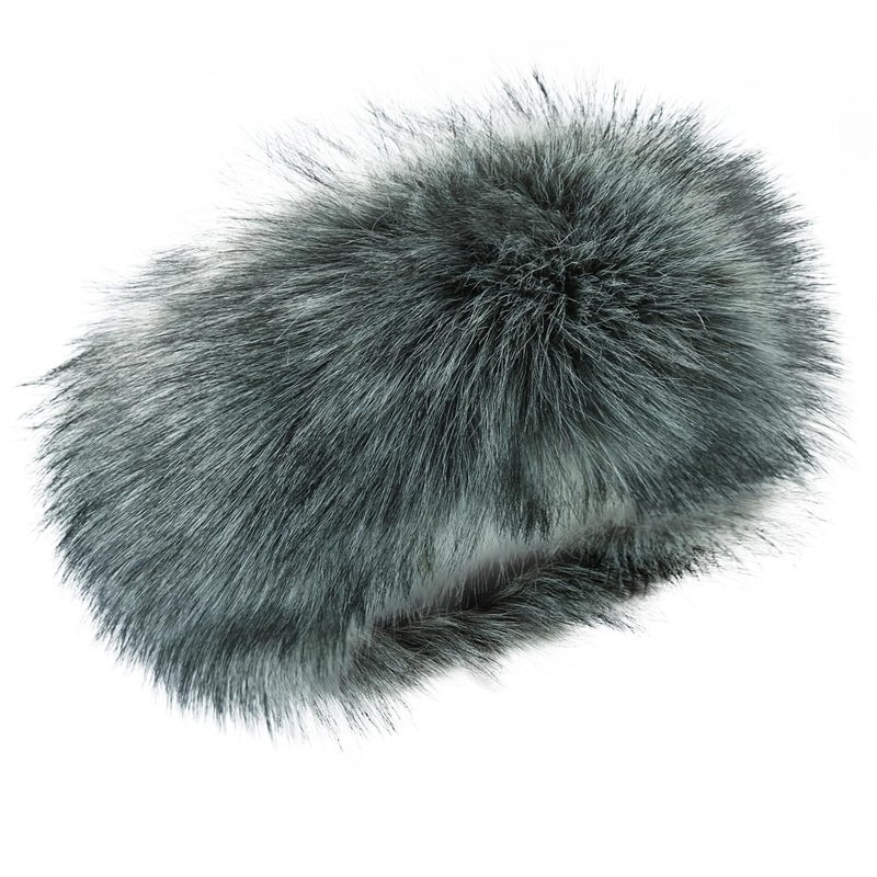 RANOME Faux Fur Headband for Women Elastic Fuzzy Thick Earmuffs Winter Headwrap Ear Muffs Furry Ear Warmers Cold Weather (Grey) - Image 1